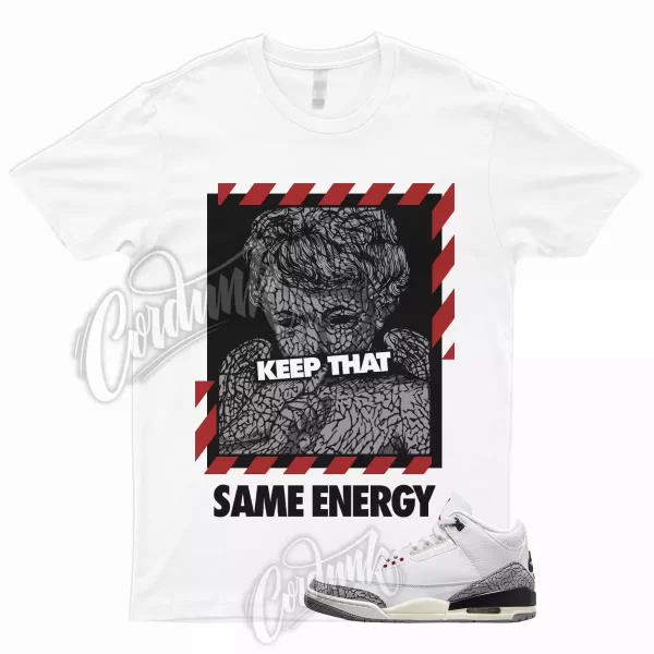 ENERGY T Shirt to Match 3 White Cement Reimagined Fire Red Grey Elephant Print 1 Jezsport.com