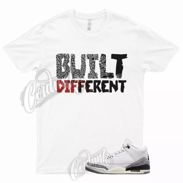 BUILT T Shirt to Match 3 White Cement Reimagined Fire Red Grey Elephant Print 1 Jezsport.com