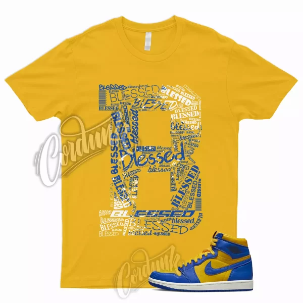 BLESSED T Shirt to Match 1 Reverse Laney High Varsity Maize Game Royal JordaDunk Jezsport.com