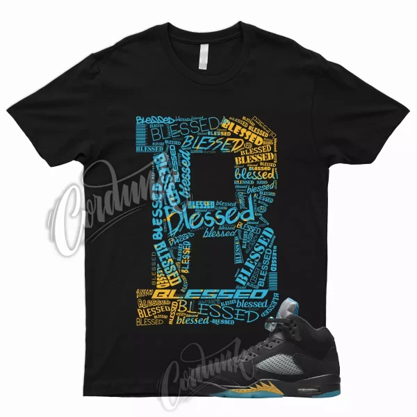 BLESSED T Shirt to Match 5 Aqua Black Aquatone Taxi Yellow Pollen V Tone Jezsport.com