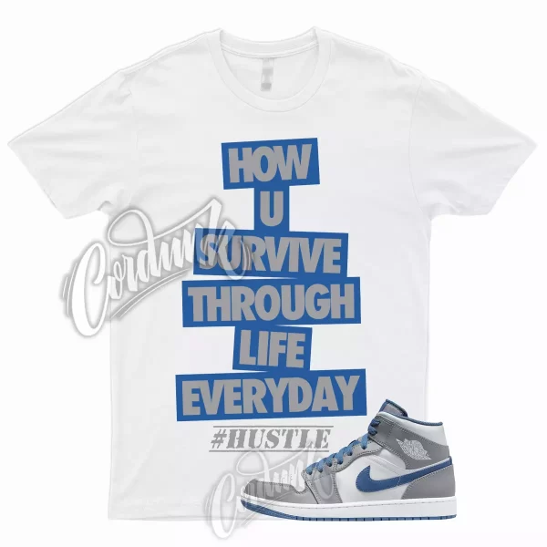 HUSTLE T Shirt for 1 Mid True Blue Cement Shadow Grey 3 Low High Dunk Jordan Jezsport.com