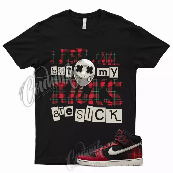 SICK T Shirt to Match Dunk High Plaid Tartan University Red Stadium Green Ivory Jezsport.com