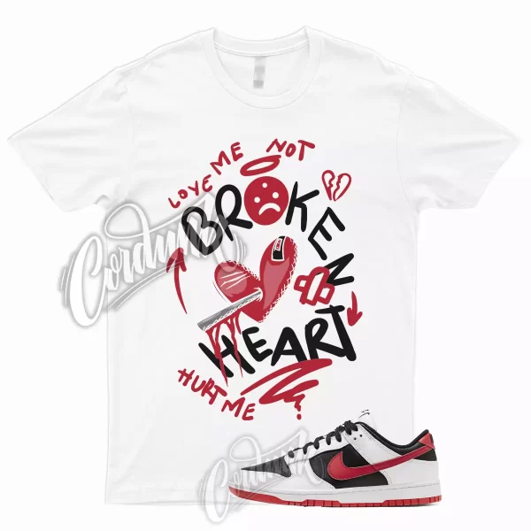 BROKEN T Shirt to Match Dunk Low White Black University Red Bred Gym Varsity 1 Jezsport.com