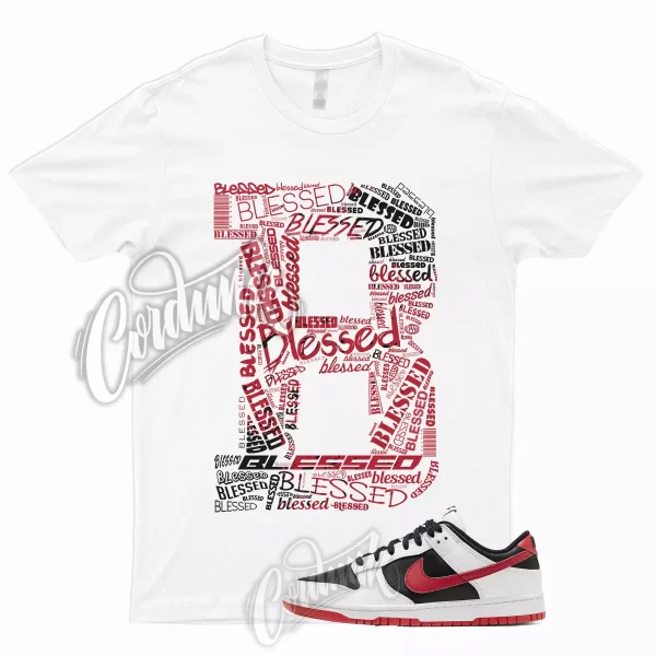 BLESSED T Shirt to Match Dunk Low White Black University Red Bred Gym Varsity Jezsport.com