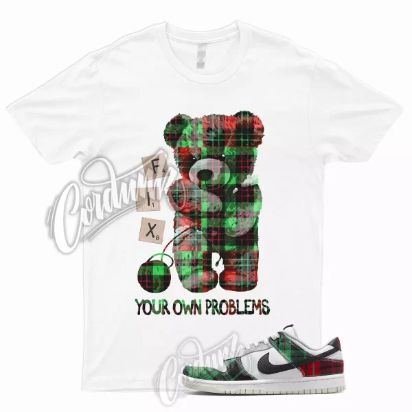 FIX T Shirt for Dunk Low Tartan Plaid University Red Stadium Green Grey Silver Jezsport.com