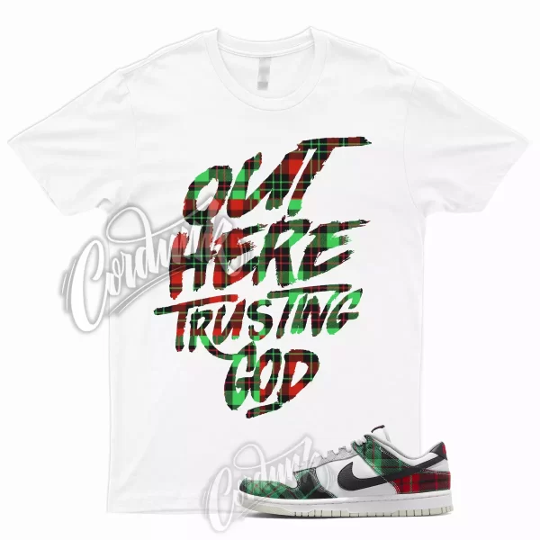 TG T Shirt for Dunk Low Tartan Plaid University Red Stadium Green Grey Silver Jezsport.com