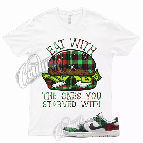 EAT T Shirt for Dunk Low Tartan Plaid University Red Stadium Green Grey Silver Jezsport.com