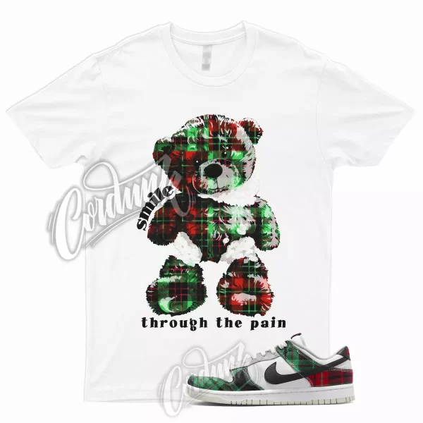 SMILE T Shirt for Dunk Low Tartan Plaid University Red Stadium Green Grey Silver Jezsport.com