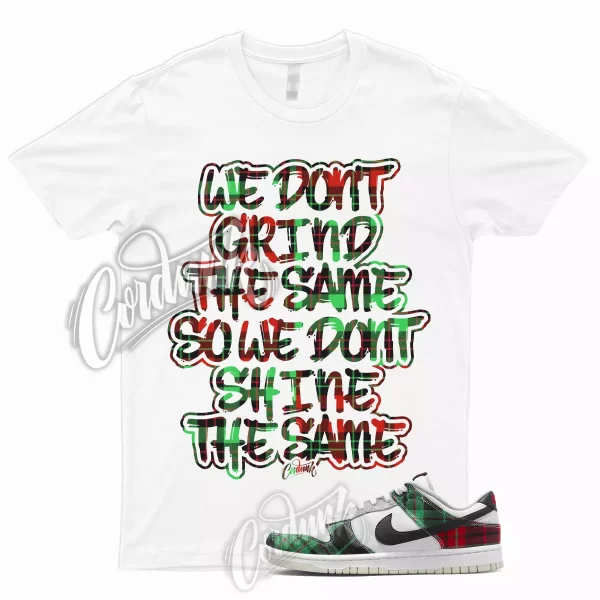 GRIND T Shirt for Dunk Low Tartan Plaid University Red Stadium Green Grey Silver Jezsport.com