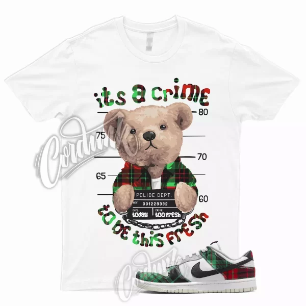 CRIME T Shirt for Dunk Low Tartan Plaid University Red Stadium Green Grey Silver Jezsport.com