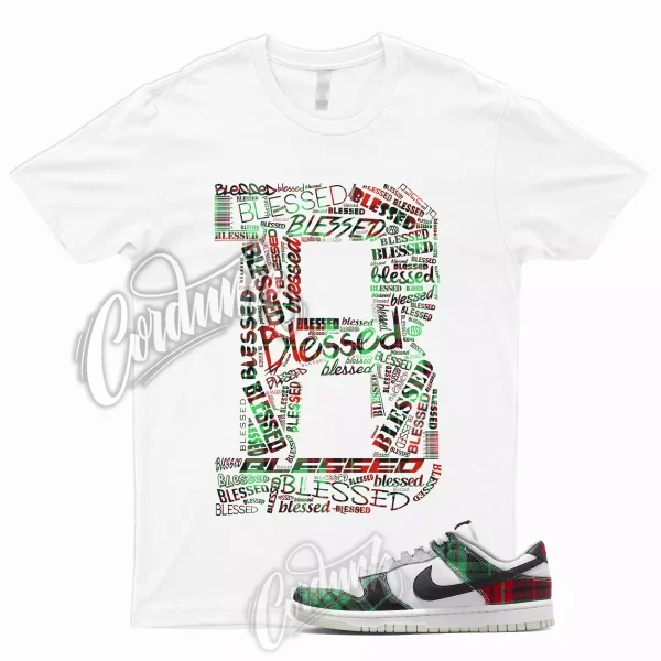 BLESSED Shirt for Dunk Low Tartan Plaid University Red Stadium Green Grey Silver Jezsport.com