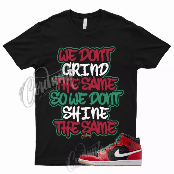 GRIND T for 1 Mid Christmas Black Fire Red White Malachite Dunk Shirt To Match Jezsport.com