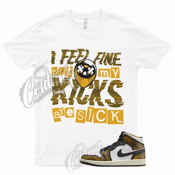 SICK T for 1 Mid Wear Away White Black Orange Shirt To Match AJ1 Taxi Pollen Jezsport.com