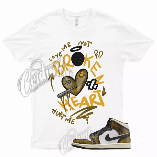 BROKEN T for 1 Mid Wear Away White Black Orange Shirt To Match AJ1 Taxi Pollen Jezsport.com