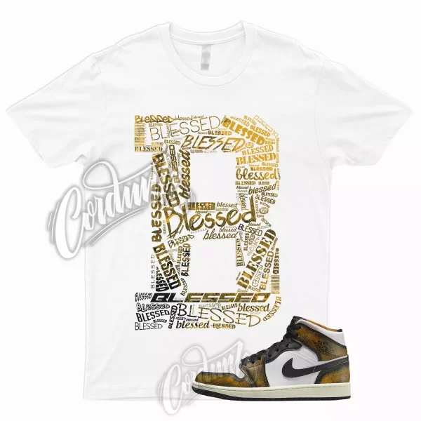 BLESSED T for 1 Mid Wear Away White Black Orange Shirt To Match AJ1 Taxi Pollen Jezsport.com