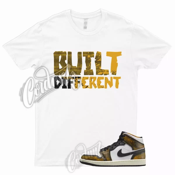 BUILT T for 1 Mid Wear Away White Black Orange Shirt To Match AJ1 Taxi Pollen Jezsport.com