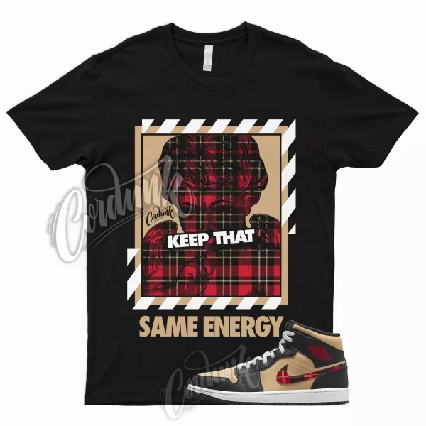 ENERGY T for 1 Mid Tartan Tan Black Red Plaid Shirt To Match Low High Jezsport.com