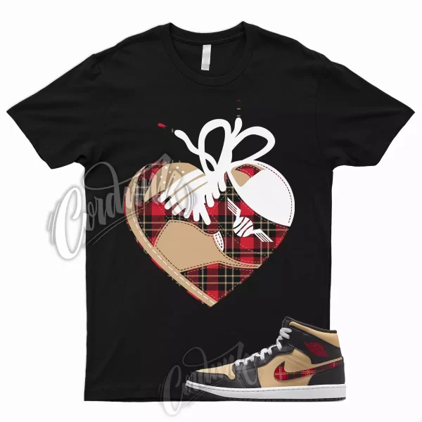 HEART T for 1 Mid Tartan Tan Black Red Plaid Shirt To Match Low High Jezsport.com