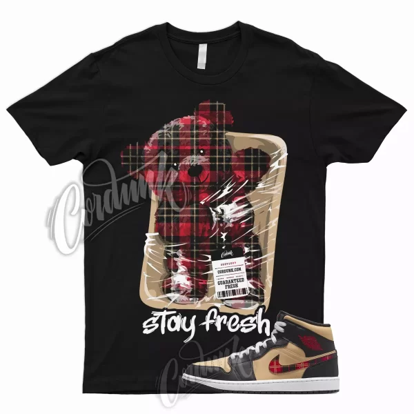 STAY T for 1 Mid Tartan Tan Black Red Plaid Shirt To Match Low High Jezsport.com