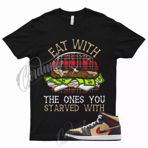 EAT T for 1 Mid Tartan Tan Black Red Plaid Shirt To Match Low High Jezsport.com