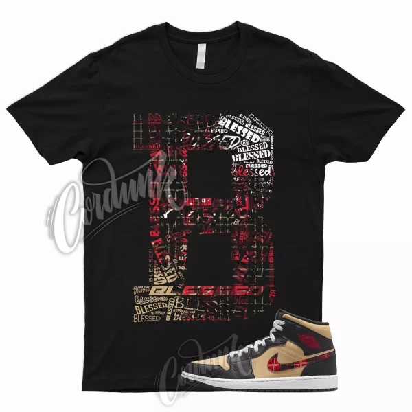 BLESSED T for 1 Mid Tartan Tan Black Red Plaid Shirt To Match Low High Jezsport.com