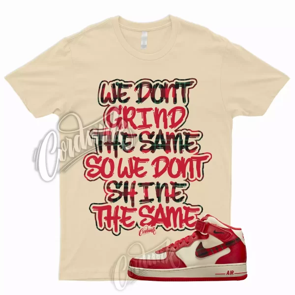 GRIND T Shirt for Air Force Mid Plaid Christmas Cream Red 1 Beige Sesame Fire Jezsport.com