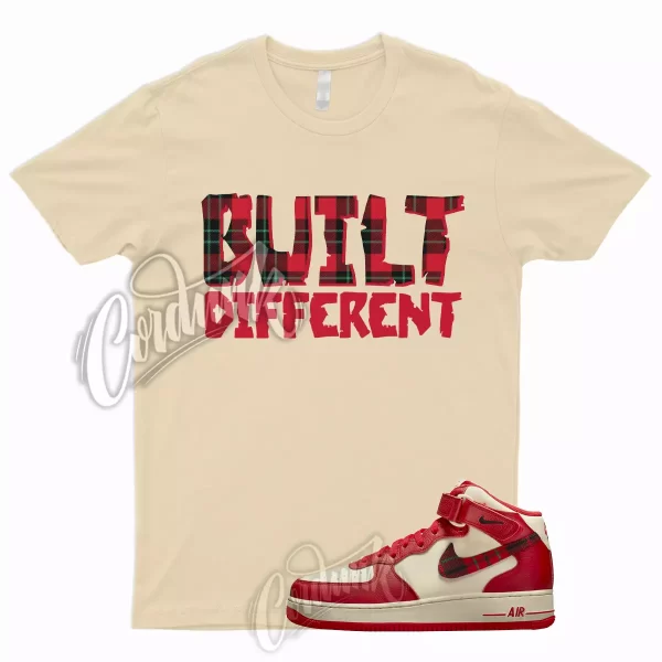 BUILT T Shirt for Air Force Mid Plaid Christmas Cream Red 1 Beige Sesame Fire Jezsport.com