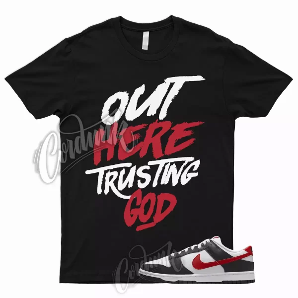 TG T Shirt for Dunk Low Black Red Varsity University Panda White EMB Bred 1 Jezsport.com