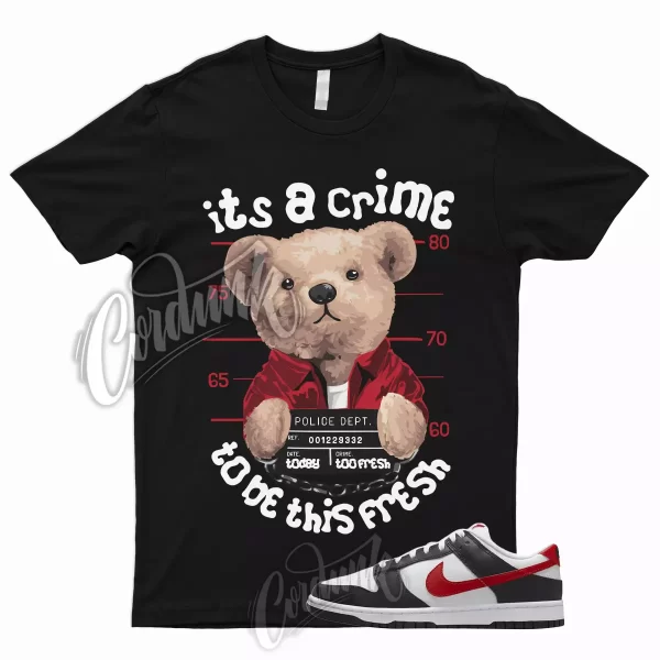 CRIME T Shirt for Dunk Low Black Red Varsity University Panda White EMB Bred 1 Jezsport.com