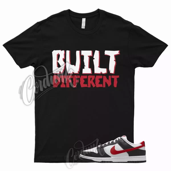 BUILT T Shirt for Dunk Low Black Red Varsity University Panda White EMB Bred 1 Jezsport.com