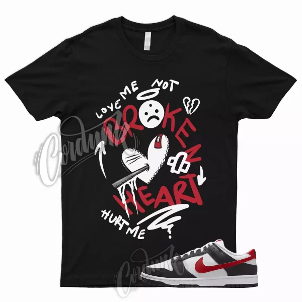 BROKEN T Shirt for Dunk Low Black Red Varsity University Panda White EMB Bred 1 Jezsport.com