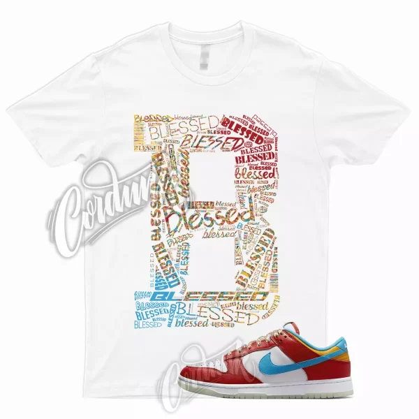 BLESSED Shirt for Dunk Low Lebron Habanero Fruity Red Laser Blue White Pebbles 1 Jezsport.com