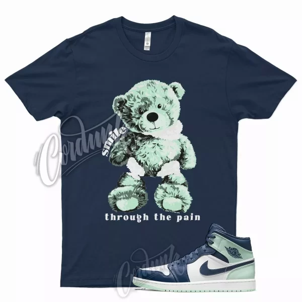 Navy SMILE T Shirt for J1 1 Mystic Blue Mint Foam 6 Tropical Twist Low Mid 5 Jezsport.com