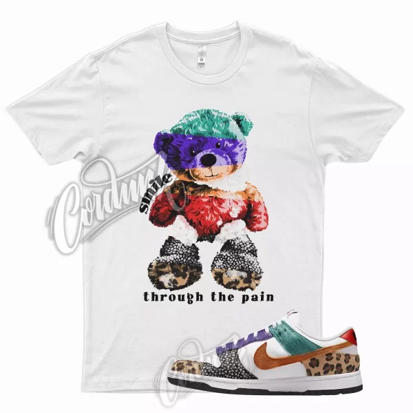 SMILE T Shirt for N Dunk Low WMNS Patchwork Multicolor Safari Cheetah Leopard Jezsport.com