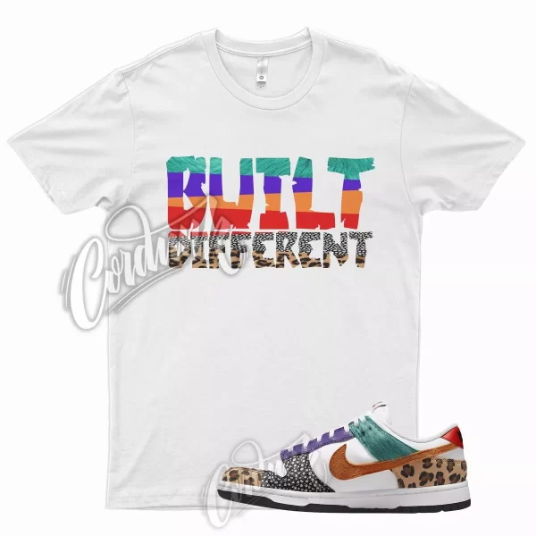 BUILT T Shirt for N Dunk Low WMNS Patchwork Multicolor Safari Cheetah Leopard Jezsport.com