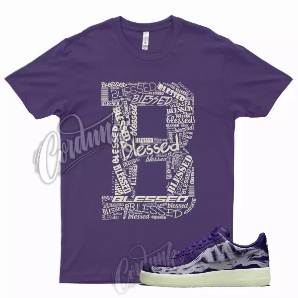 BLS T Shirt for Air Force 1 Purple Skeleton Court White Glow 13 Mid High Varsity Jezsport.com