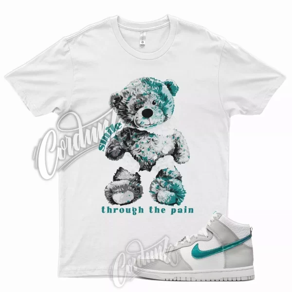 SMILE Shirt for N Dunk High WMNS FLS White Grey Fog Washed Teal 90 Golf 1 95 Jezsport.com