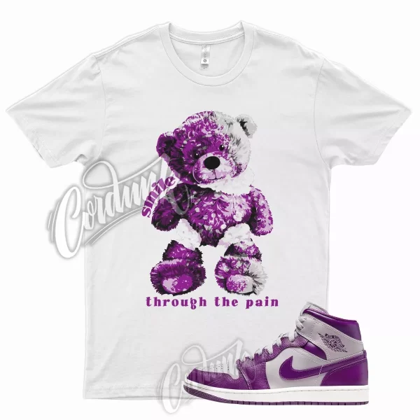 SMILE T Shirt for J1 1 Mid WMNS Magenta Grey Purple High Low Berry Plum 9 6 Jezsport.com