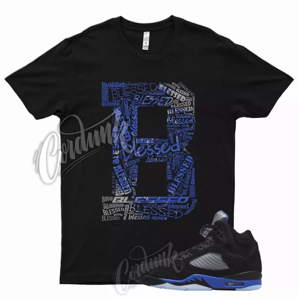 BLESSED T Shirt for J1 5 Racer Blue Hyper Royal Reflective Siler Cobalt Max Jezsport.com