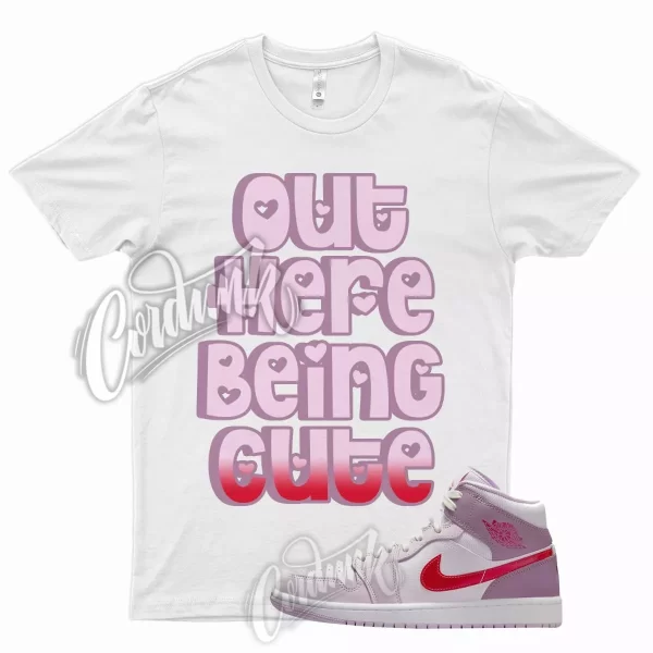 CUTE T Shirt for J1 1 Mid WMNS Valentines Day Arctic Pink Red Love Letter Jezsport.com