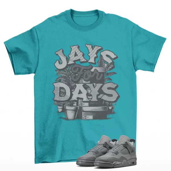 Stacked Sneaker Shirt Teal to Match Jordan 4 Retro SE Wet Cement FQ7928-001 Jezsport.com