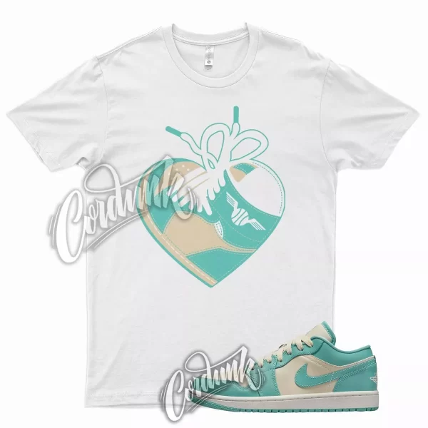 HEART T Shirt for J1 1 Low Tropical Teal Natural Beige Twist Mid Turquoise 9 Jezsport.com