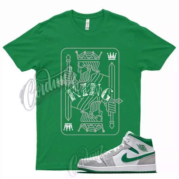 Green KING T Shirt for J1 1 Mid Grey Dunk Vapormax Pine Stadium Lucky 13 Jezsport.com