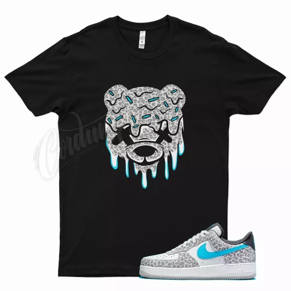 Black DRIPPY T Shirt for Air Force 1 Low Leopard Pattern Blue Fury Grey Pure Air Jezsport.com