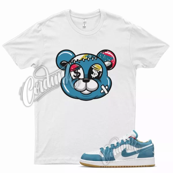 STITCH T Shirt for J1 1 Low SE Barcelona Cyber Teal Armory Navy Big Kids Jezsport.com