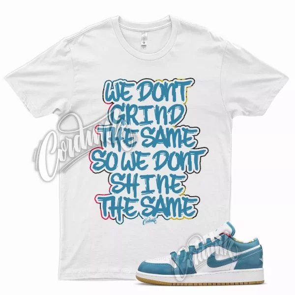 GRIND T Shirt for J1 1 Low SE Barcelona Cyber Teal Armory Navy Big Kids Jezsport.com