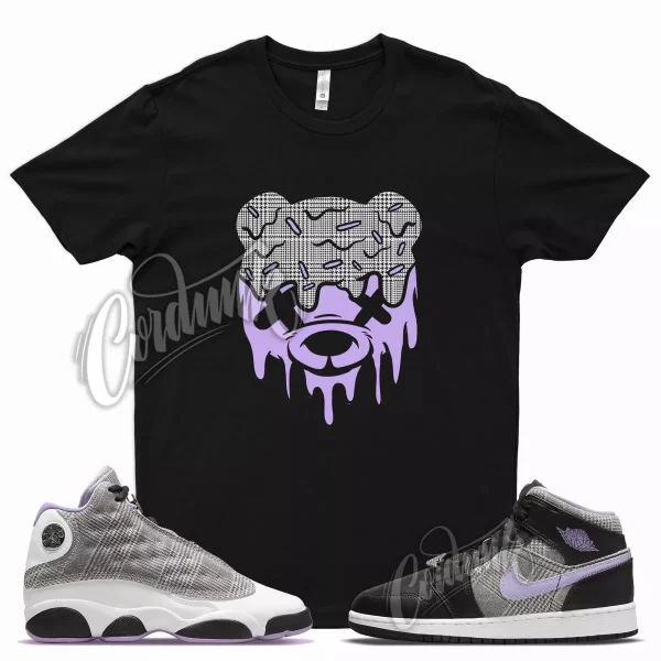 DRIPPY T Shirt for J1 1 Mid SE GS Houndstooth Lilac Silver Plaid Violet 13 Jezsport.com