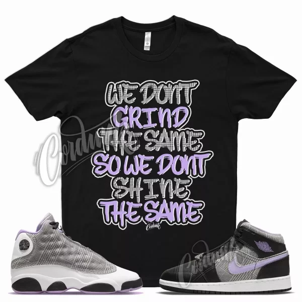 GRIND T Shirt for J1 1 Mid SE GS Houndstooth Lilac Silver Plaid Violet 13 Jezsport.com