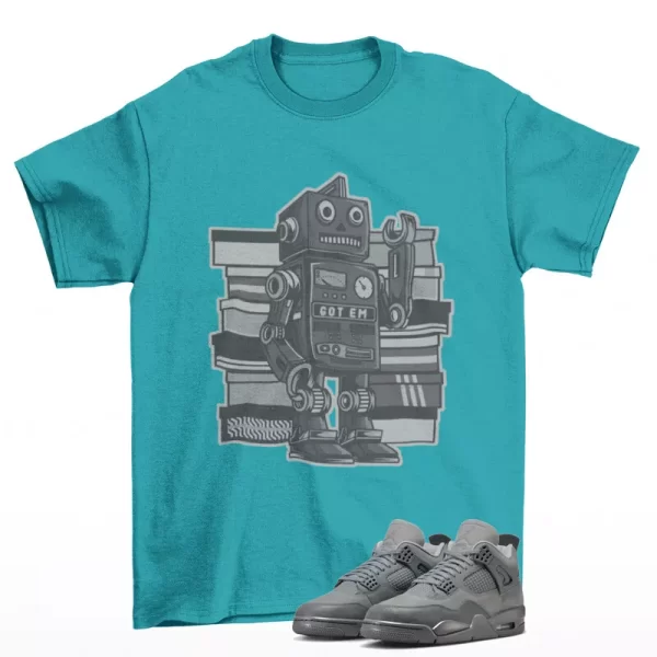 Sneaker Bot Shirt Teal to Match Jordan 4 Retro SE Wet Cement FQ7928-001 Jezsport.com