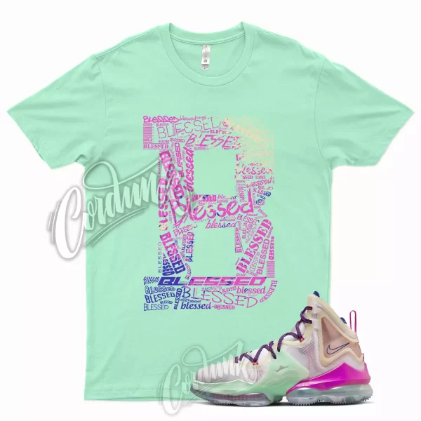 BLESS Shirt for Lebron 19 MultiColor Multi Color Valentines Day Mint Green Pink Jezsport.com